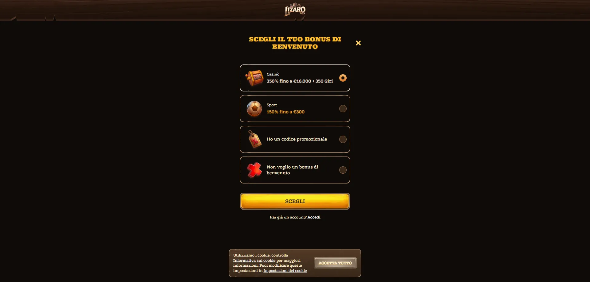 Panoramica della piattaforma Lizaro Casino online Italia 2026